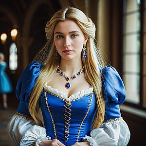 Woman in Royal Blue Renaissance Gown