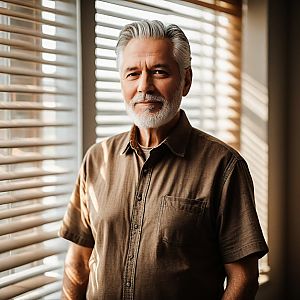 Confident Older Man by Window