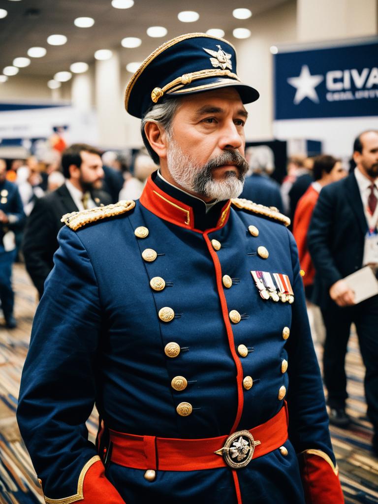 Man in Historical Military Uniform at Convention