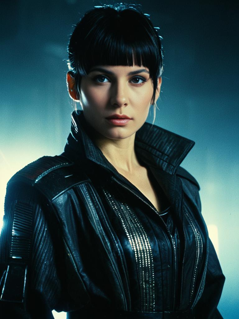 Woman in Blade Runner Joi Costume Cinematic Realism Studio Portrait