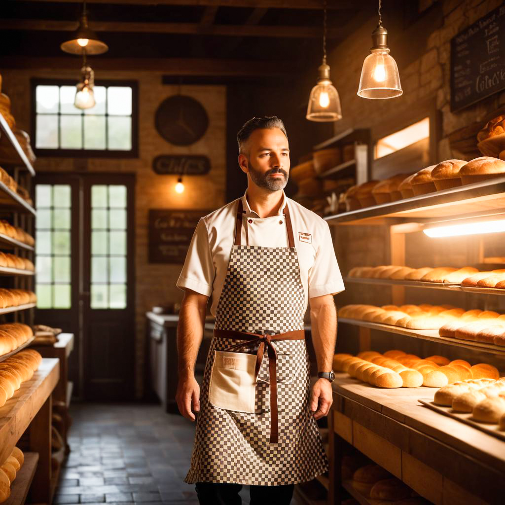 Professional Baker in Cozy Bakery with Fresh Bread