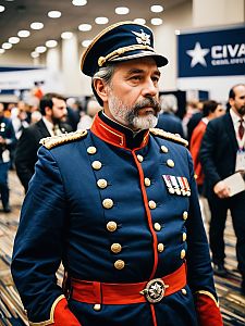 Man in Historical Military Uniform at Convention