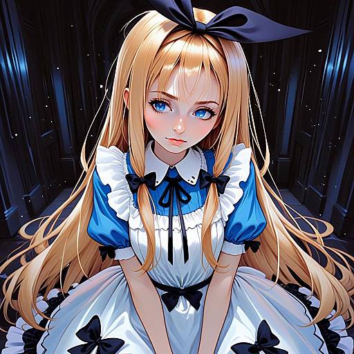 Mononobe Alice Anime Maid Character in Blue and White Outfit