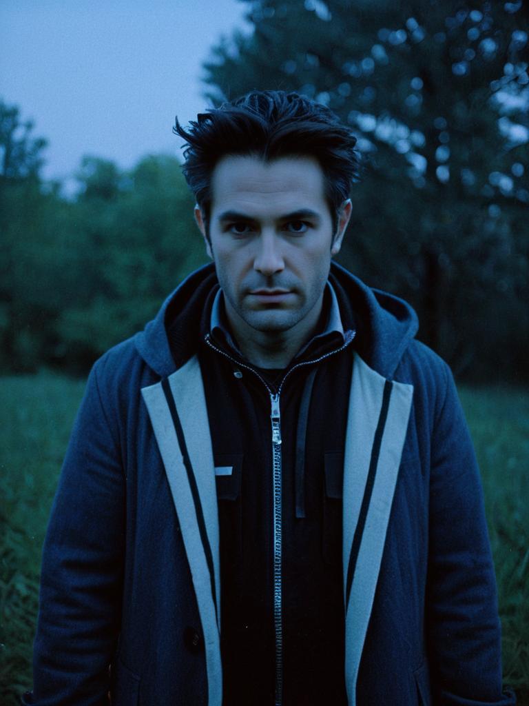 Man in Anya Forger Cosplay Photorealistic Outdoor Portrait at Twilight