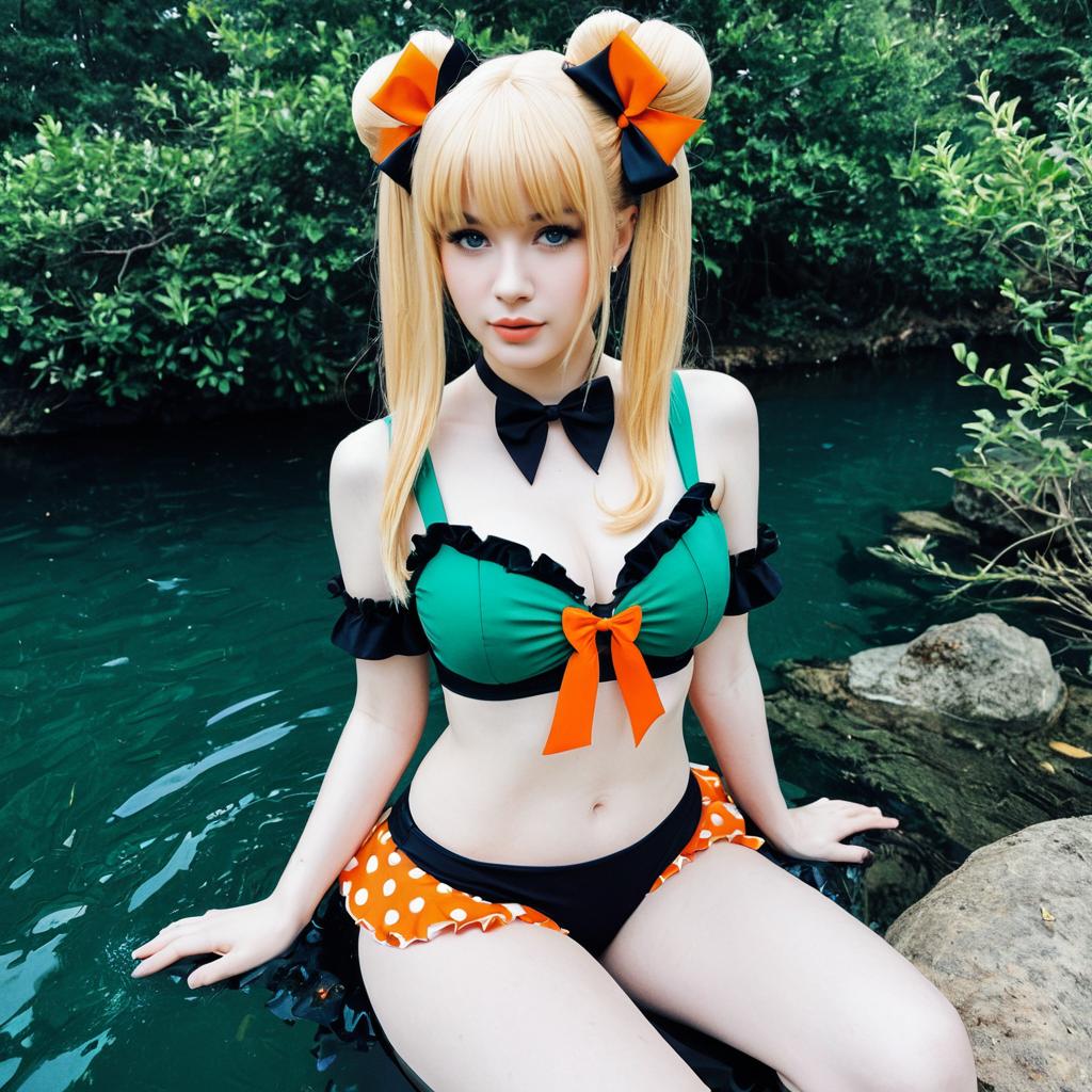Abigail Williams Cosplay by Emerald Stream in Anime Style Swimwear