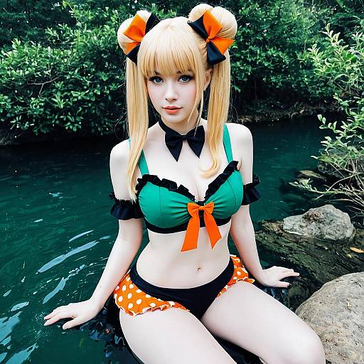 Abigail Williams Cosplay by Emerald Stream in Anime Style Swimwear