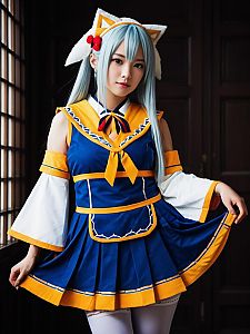 Sexy Mashiro Kuna Cosplay Woman Character in Vibrant Sailor Outfit