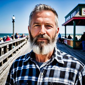 Confident Mature Man at Ocean Boardwalk