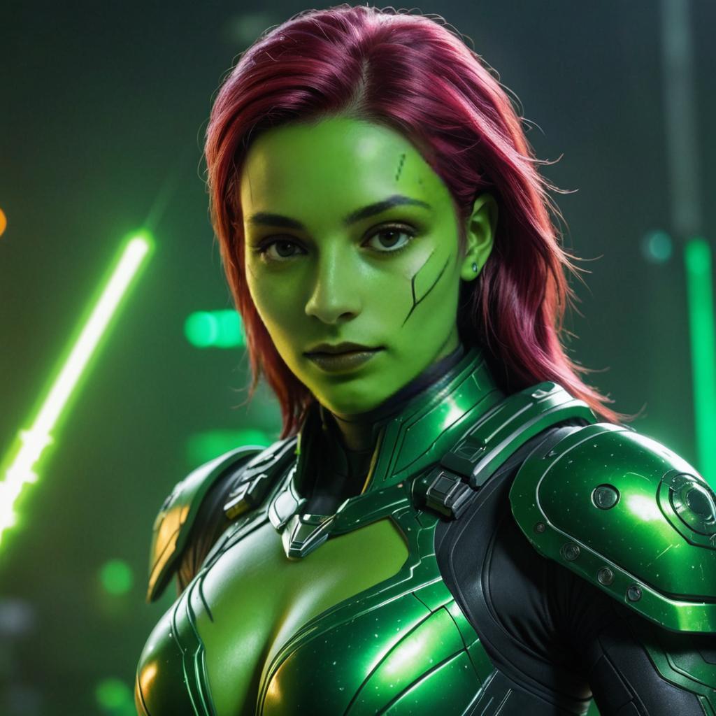 Artistic Portrayal of Gamora from Guardians of the Galaxy