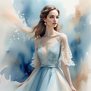 Elegant Woman in Light Blue Gown
