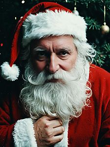 Authentic Santa Claus Portrait in Traditional Red Suit