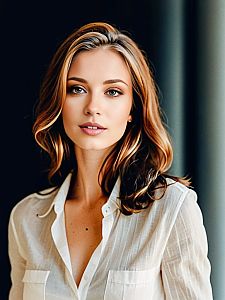 Young Woman with Flowing Hair in Soft Waves