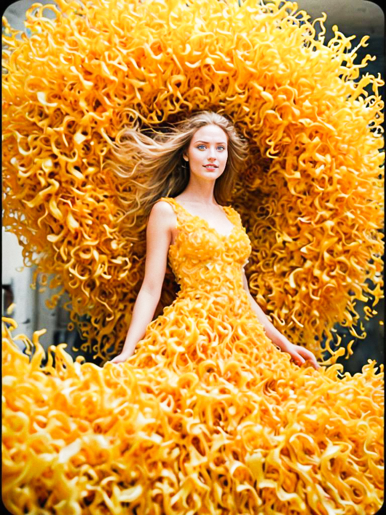 Woman in Orange Ribbons Dress Woman in Orange Ribbons Dress