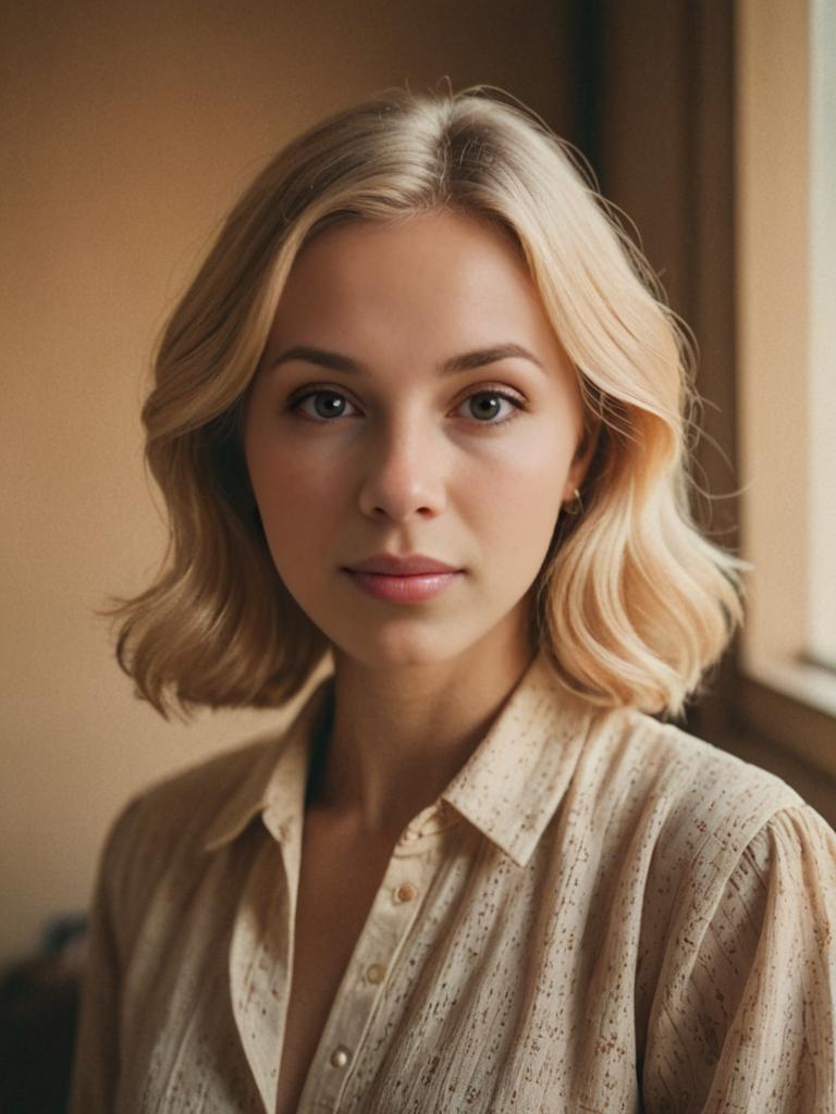 Petite Blonde Woman in Natural Light