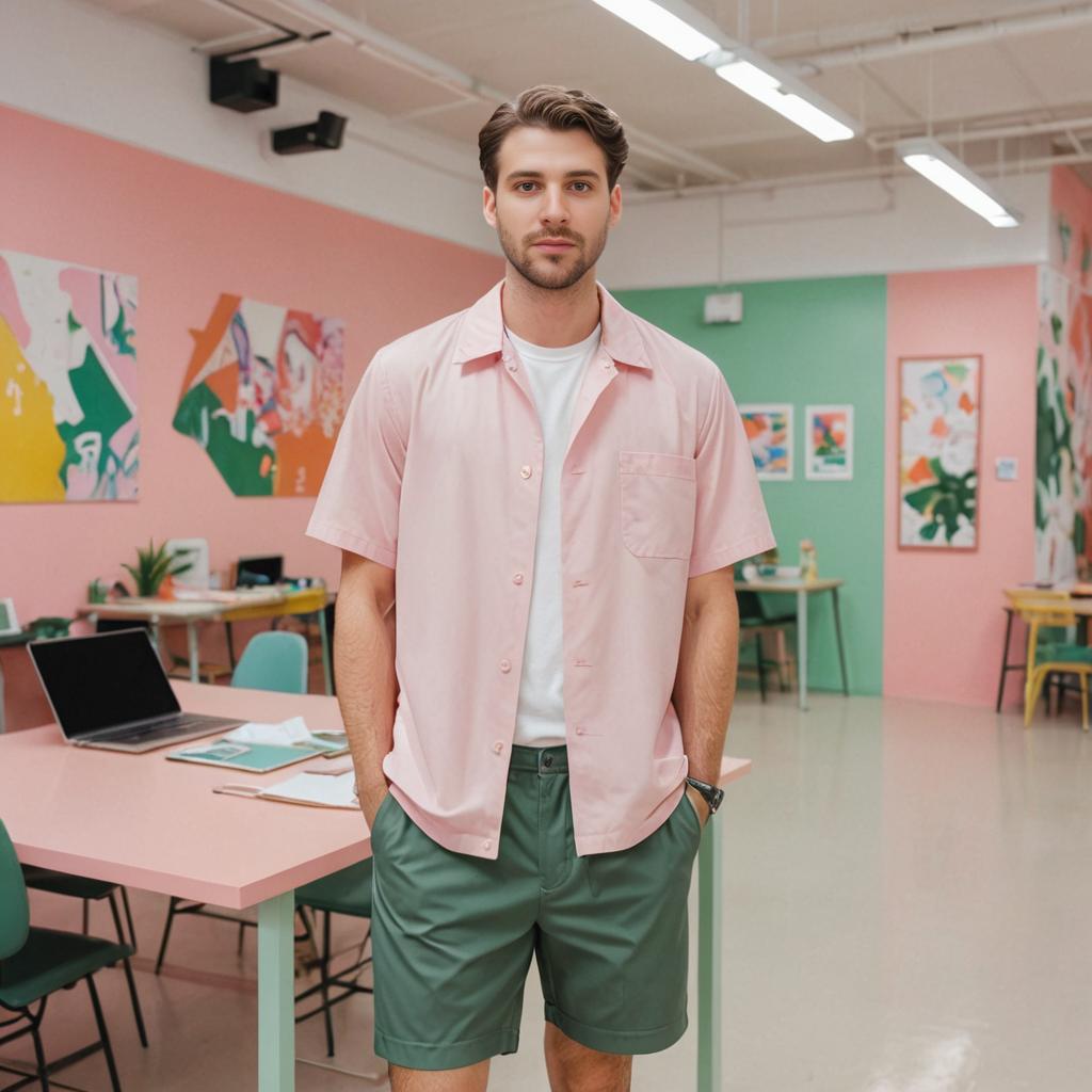 Confident Man in Artistic Room