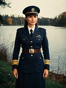 Minn Erva Captain Woman in Uniform by Lakeside