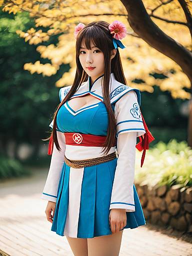 Mugino Shizuri Cosplay Woman in Blue and White Anime Costume