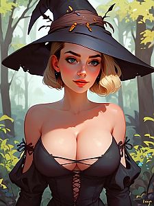 Confident Witch in Dark Corset Dress