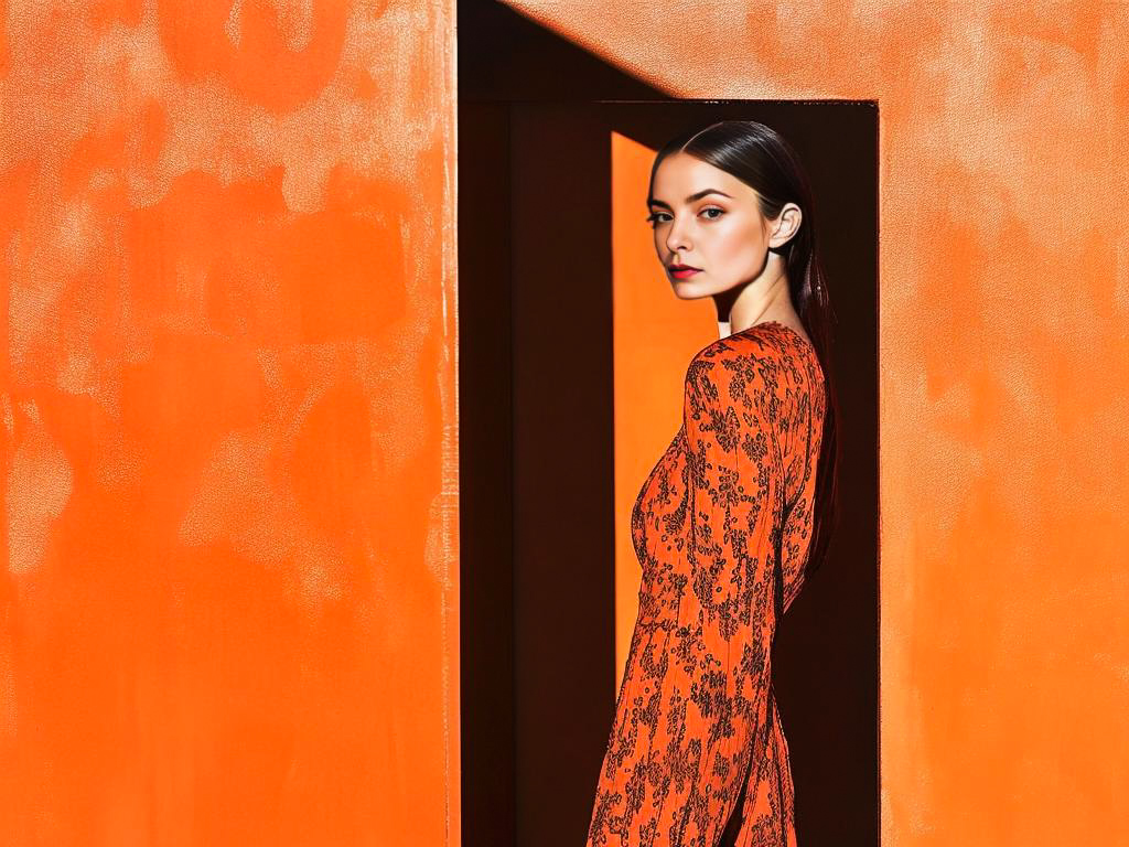 Vibrant Orange Portrait of a Modern Fashion Woman