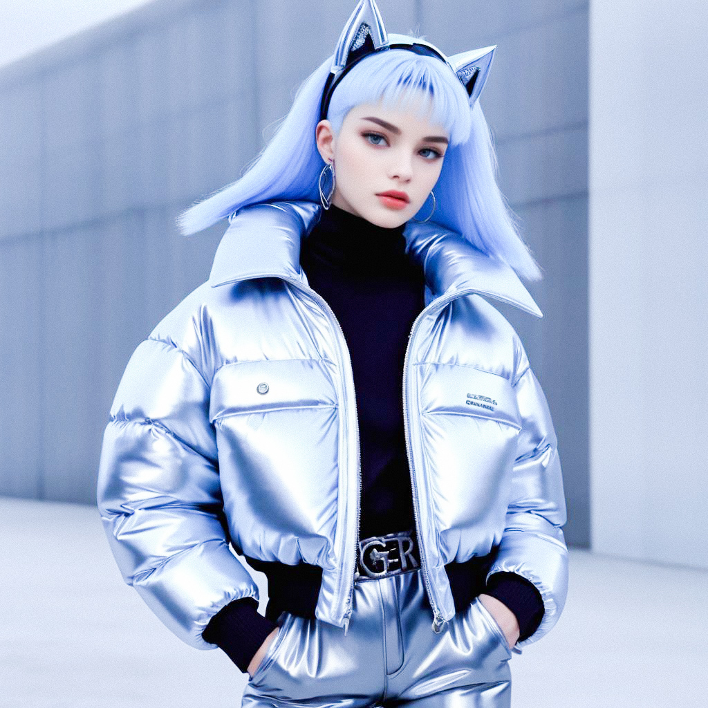 Futuristic Fashion Woman with Blue Hair