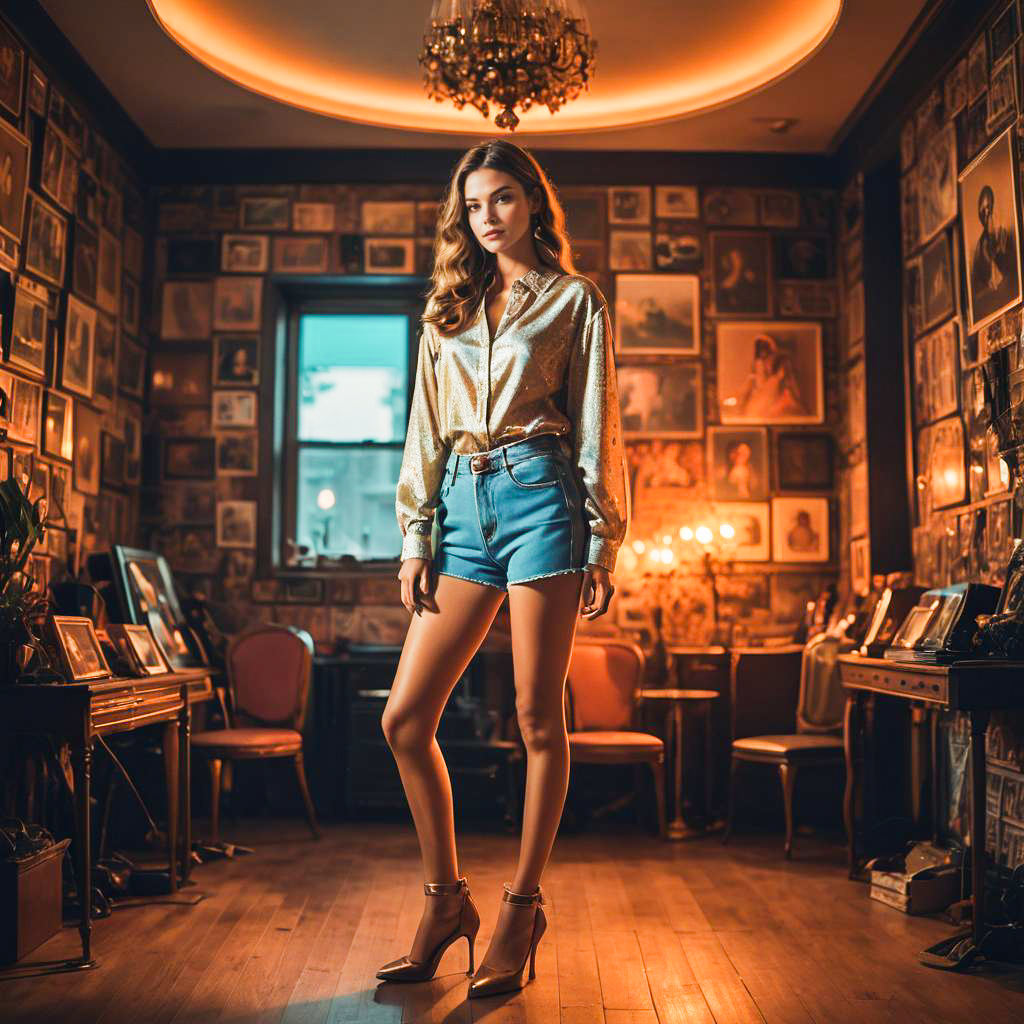 Stylish Woman in Vintage Room