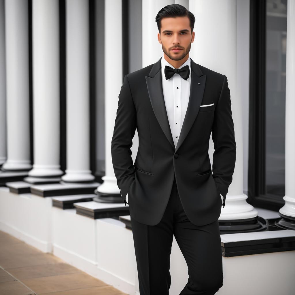 Stylish Man in Black Tuxedo