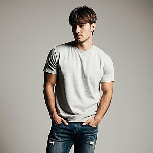 Young Man in White T-Shirt and Jeans