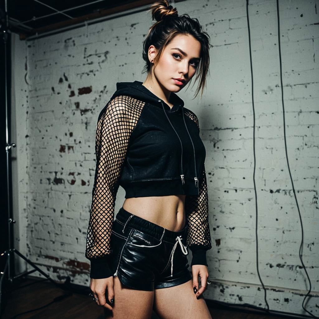 Confident Young Woman in Edgy Urban Style