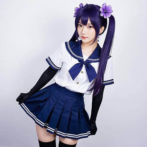 Akebono Kai Ni Kancolle Anime Cosplay in Navy Sailor Uniform