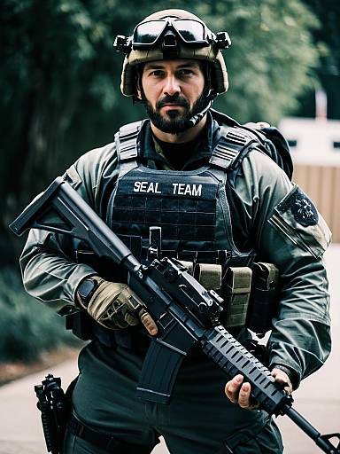 Man in SEAL Team Six Raid Costume Professional Cosplay Photography