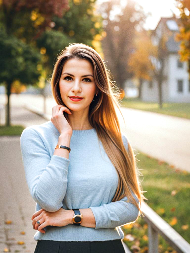 Elegant Woman in Fall Colors