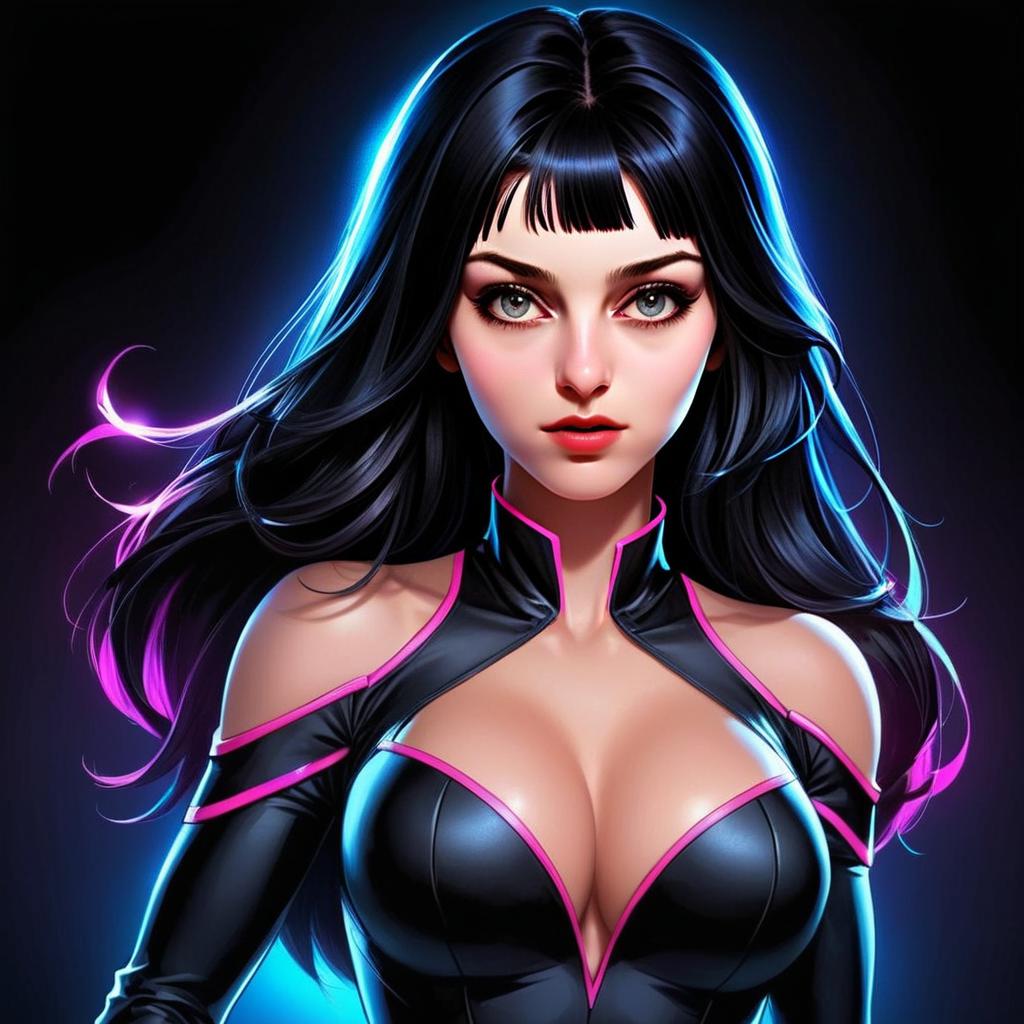 Cyberpunk Woman Digital Art with Neon Highlights and Futuristic Style