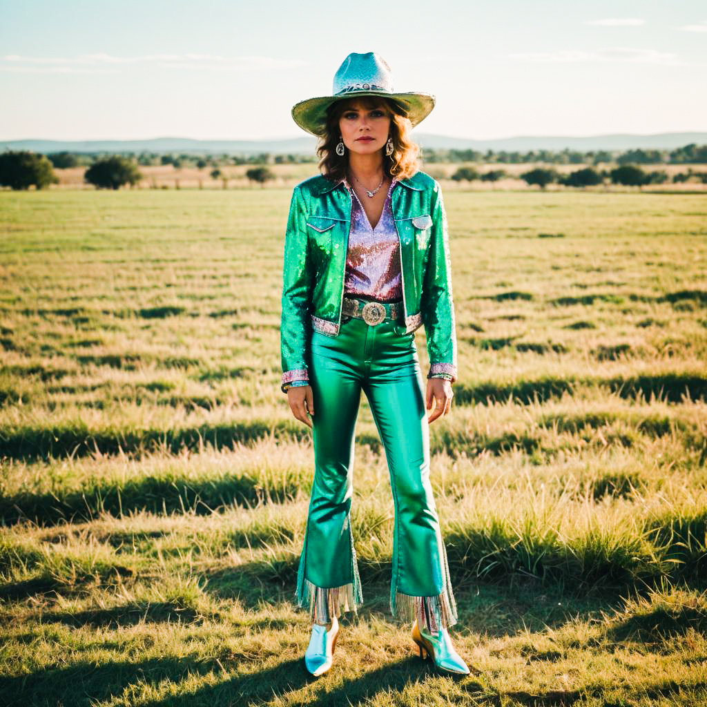 Confident Woman in Vibrant Western Attire