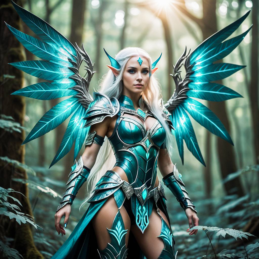 Fantasy Warrior Woman in Turquoise Armor Fantasy Warrior Woman in Turquoise Armor
