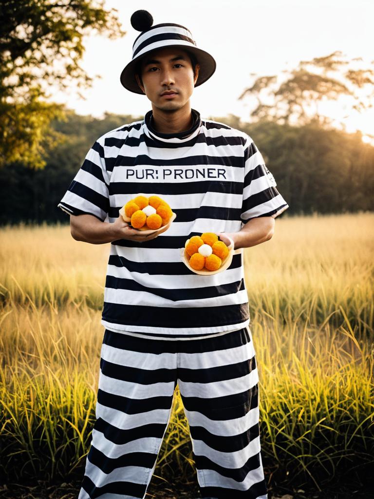 Man Cosplaying Realistic Puri Puri Prisoner Costume Outdoors