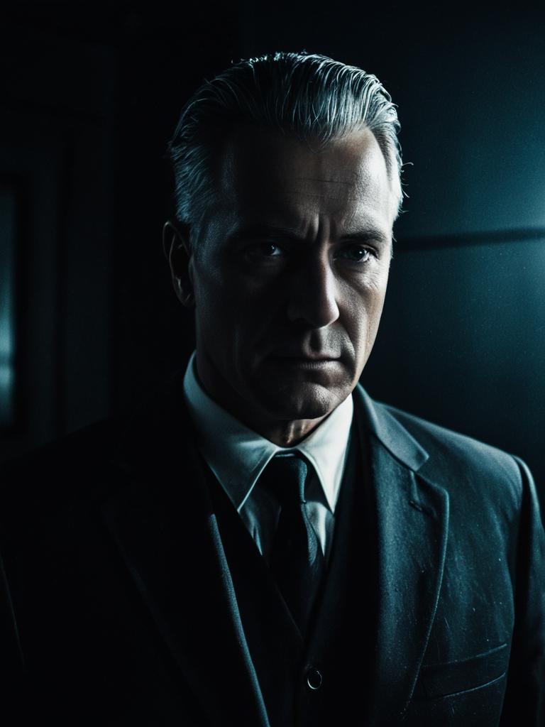 Man in Black Suit - Dramatic Low-Key Lighting