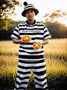 Man Cosplaying Realistic Puri Puri Prisoner Costume Outdoors