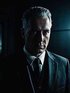 Man in Black Suit - Dramatic Low-Key Lighting