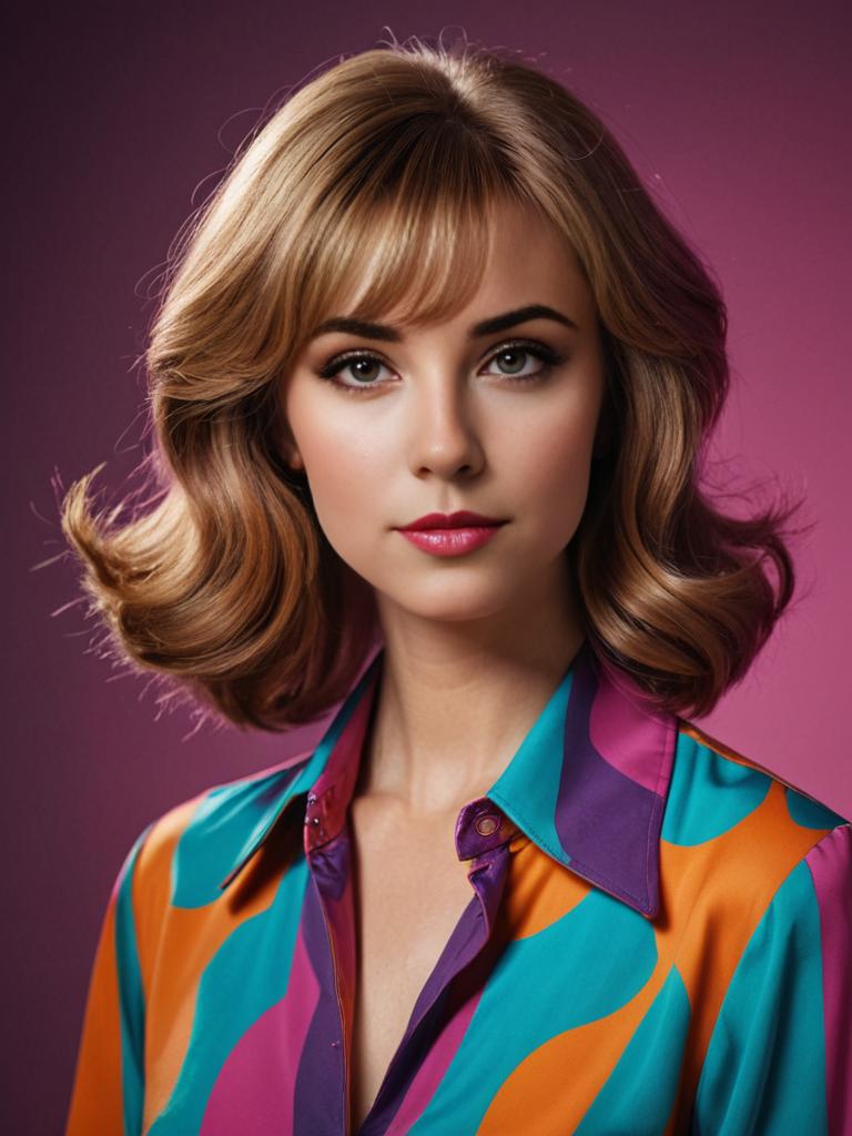 1970s Woman in Retro Fashion Portrait