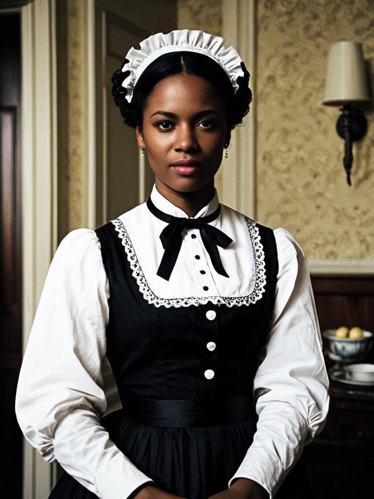 Victorian Maid in Black and White Costume Inspired by Django Unchained