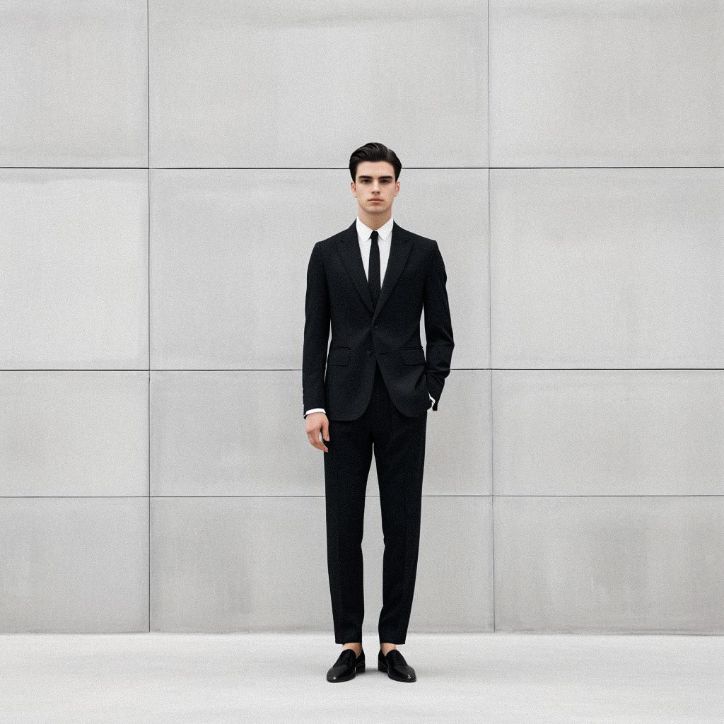 Stylish Man in Tailored Black Suit