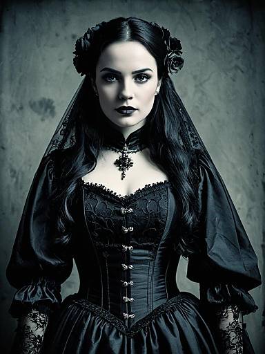 Woman in Gothic Gown Editorial Portrait Photorealistic