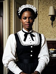 Victorian Maid in Black and White Costume Inspired by Django Unchained