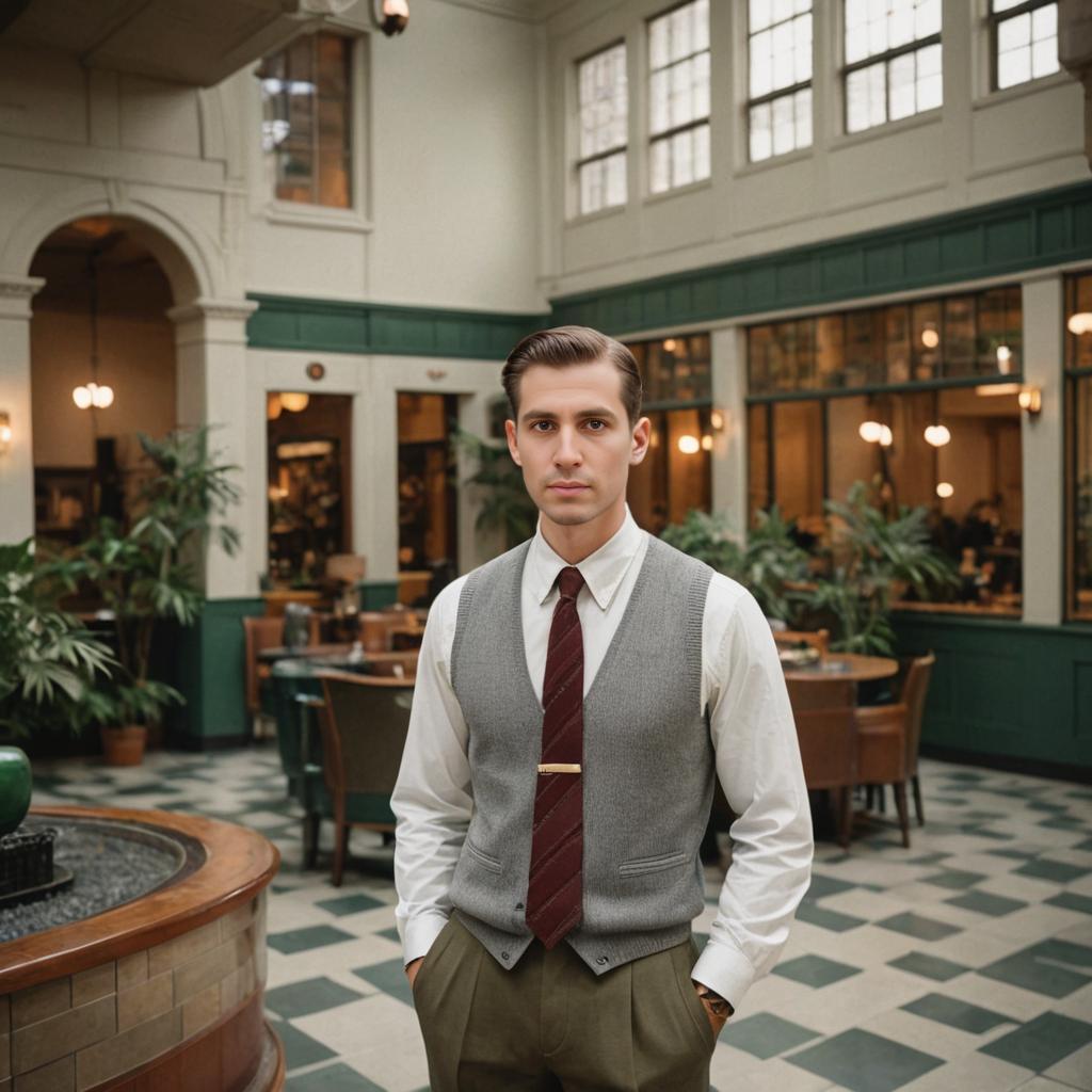 Confident Man in Vintage Attire in Elegant Interior