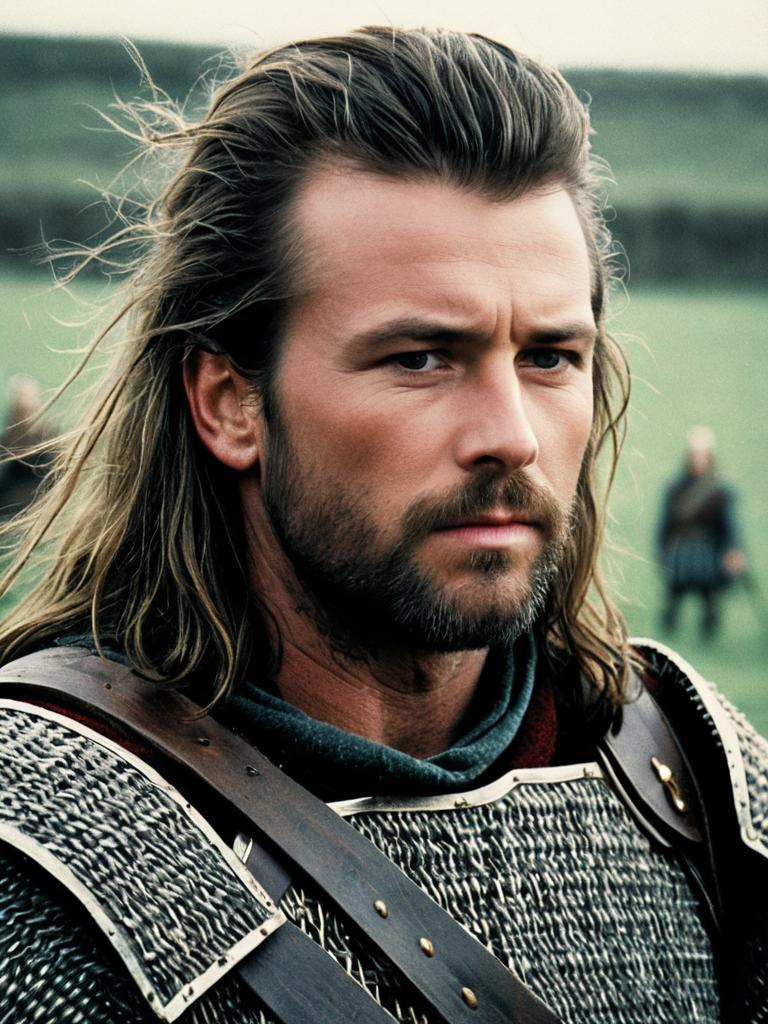 Medieval Warrior Man Portrait with Braveheart Photo Filter