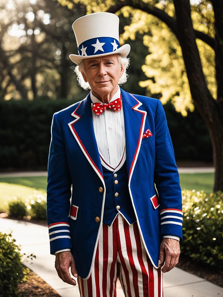 Mature Man in Patriotic Americana Outfit