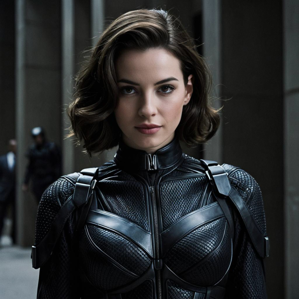 Confident Woman in Tactical Suit in Urban Setting