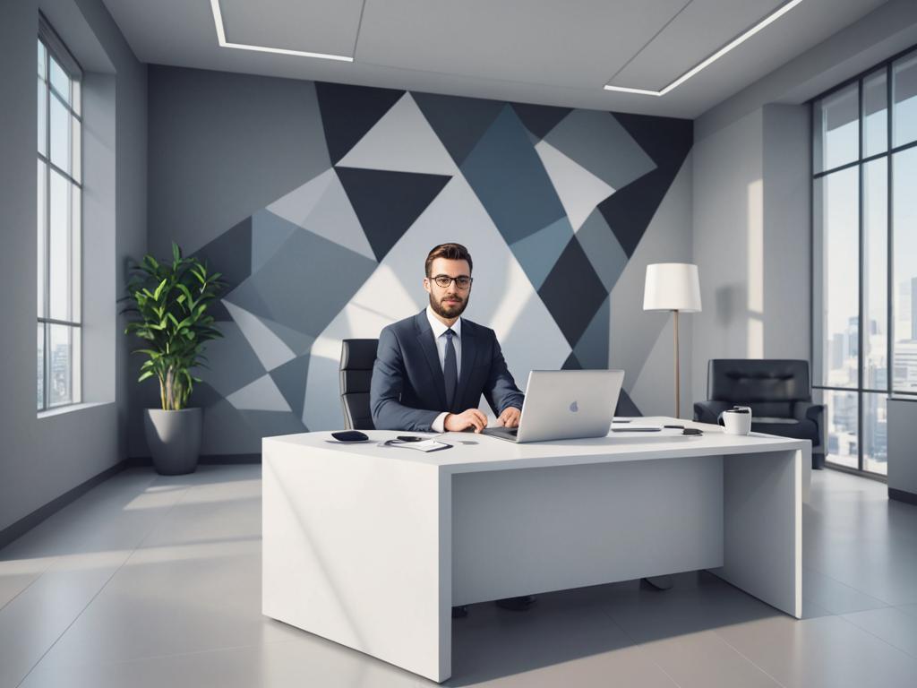 Confident businessman at modern desk