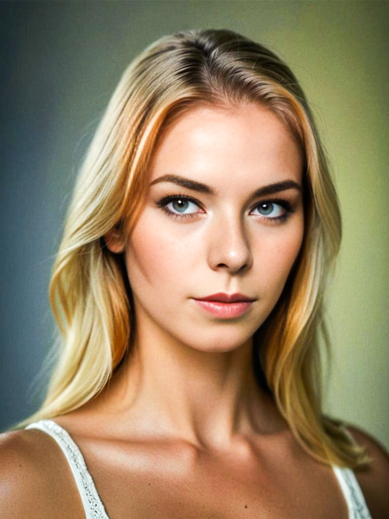 Stunning Young Woman Portrait with Blonde Hair