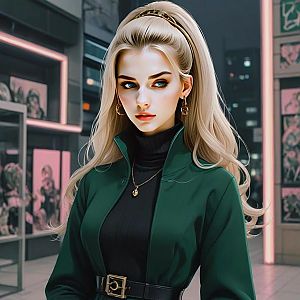 Stylish Young Woman in Urban Setting
